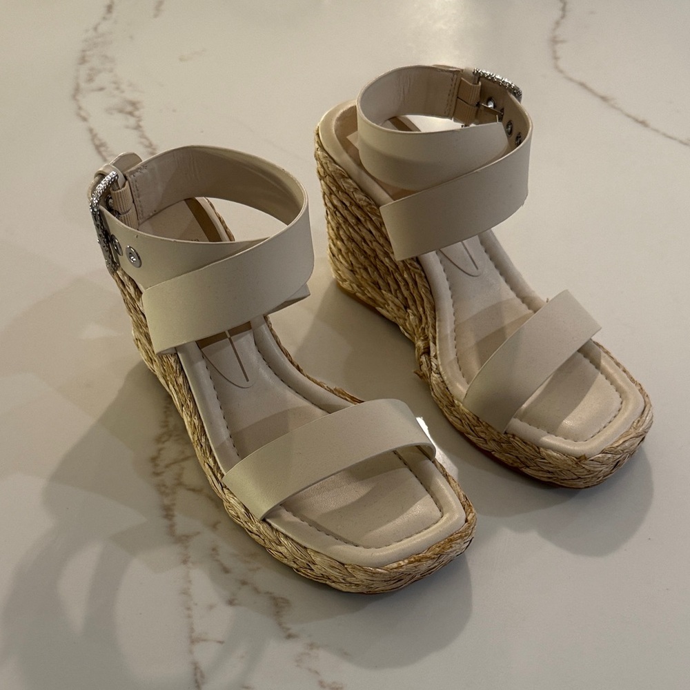 Dolce Vita Cream and Tan Wedge Sandals